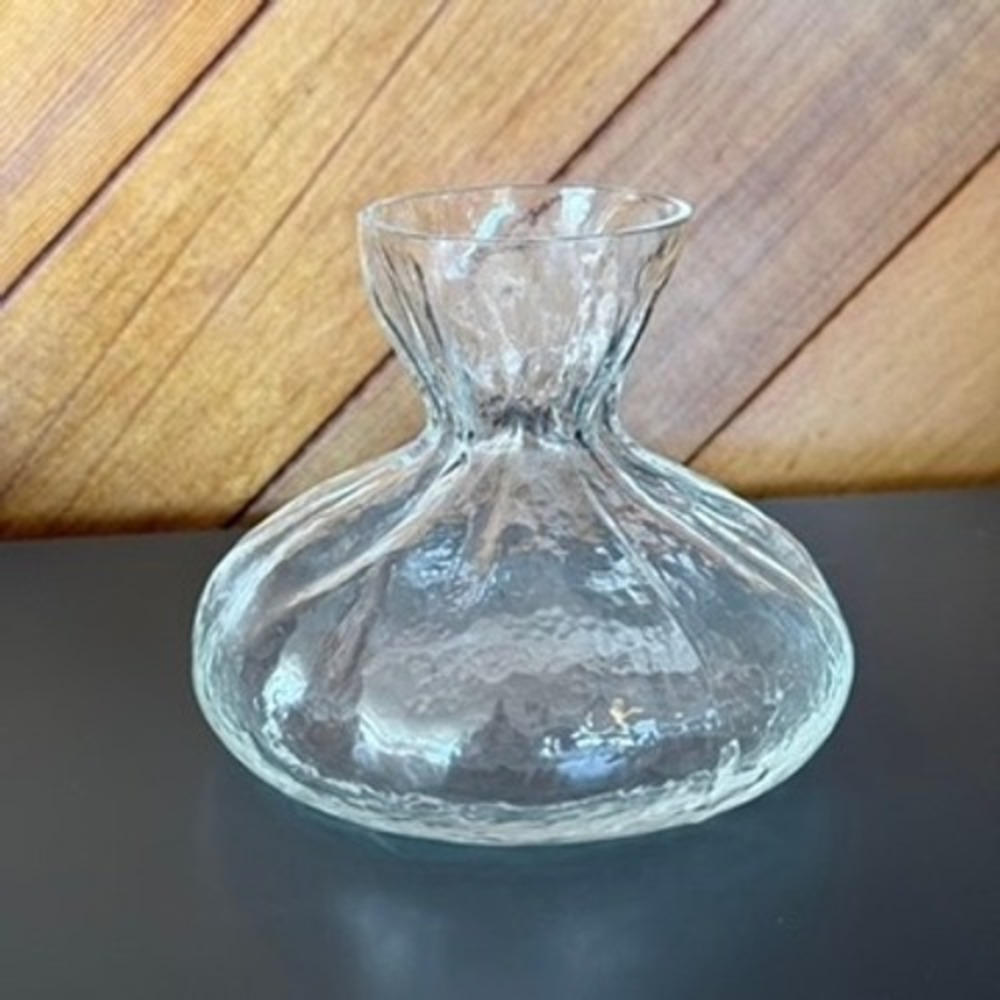 Scandinavian Art Glass Pinch Vase Rune Strand Sea Glasbruk Retro 1960s